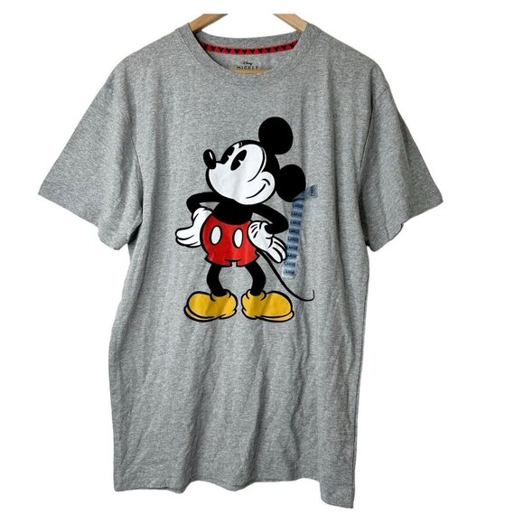 Disney Men's T-Shirt Sz L Mickey Mouse Heather Gray Graphic Tee NEW Short Sleeve - Picture 1 of 7